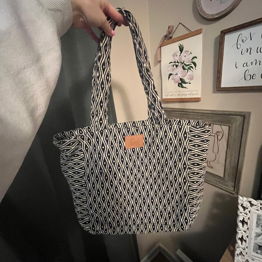 Sseko Black and White Patterned Tote